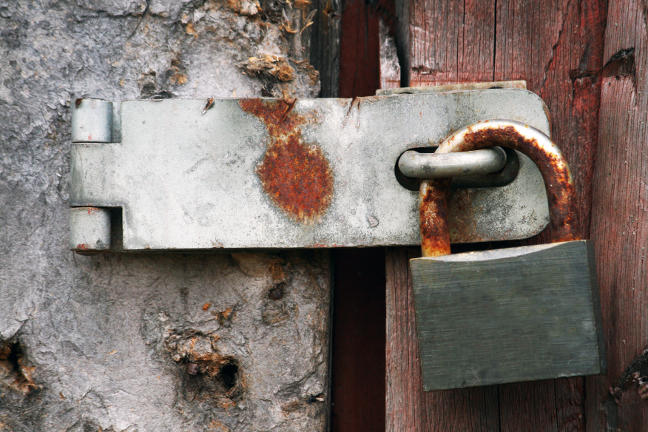 A rusty lock.